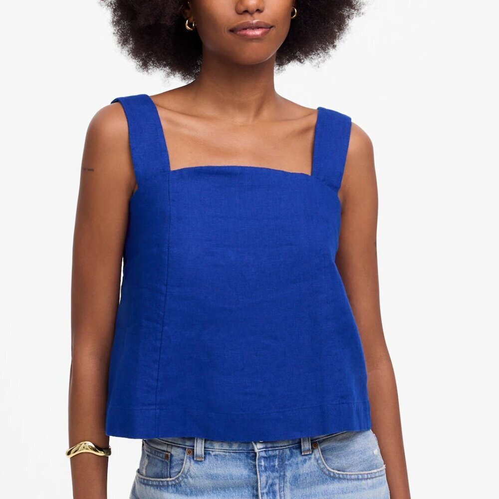 Madewell Royal Blue Square Neck Linen Tank